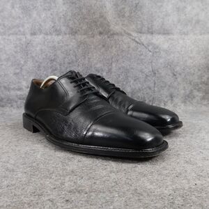 Johnston & Murphy Shoes Mens 10 Oxfords Derby Cap Toe Black Leather Dress Formal